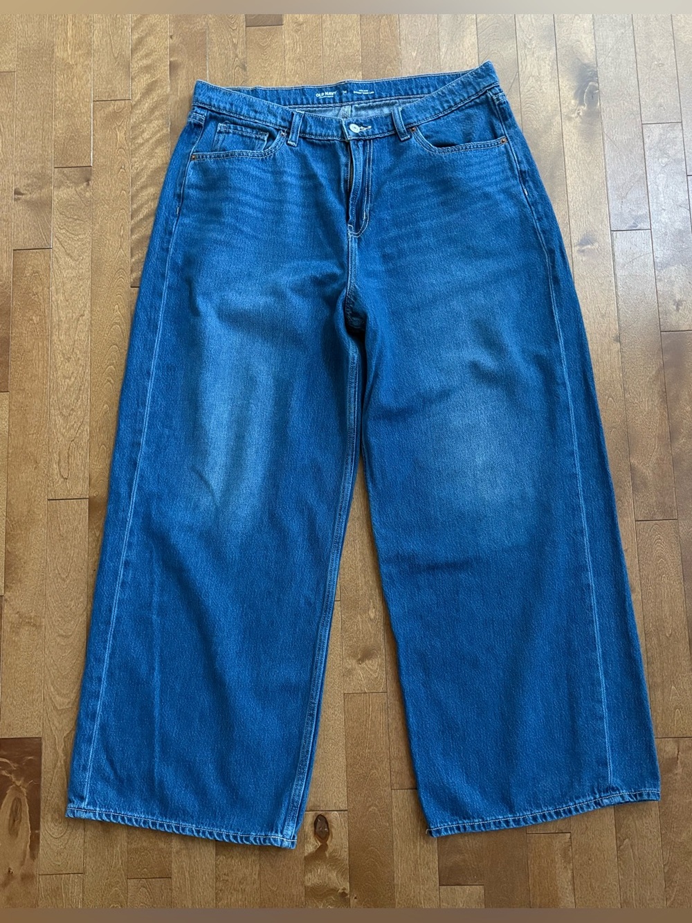 Old Navy High-Rise Baggy Wide Leg Drapey Denim Jeans Size 14 Medium Wash